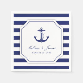 Guardanapo De Papel Casamento de Marinho de Âncora Náutica Blue Stripe