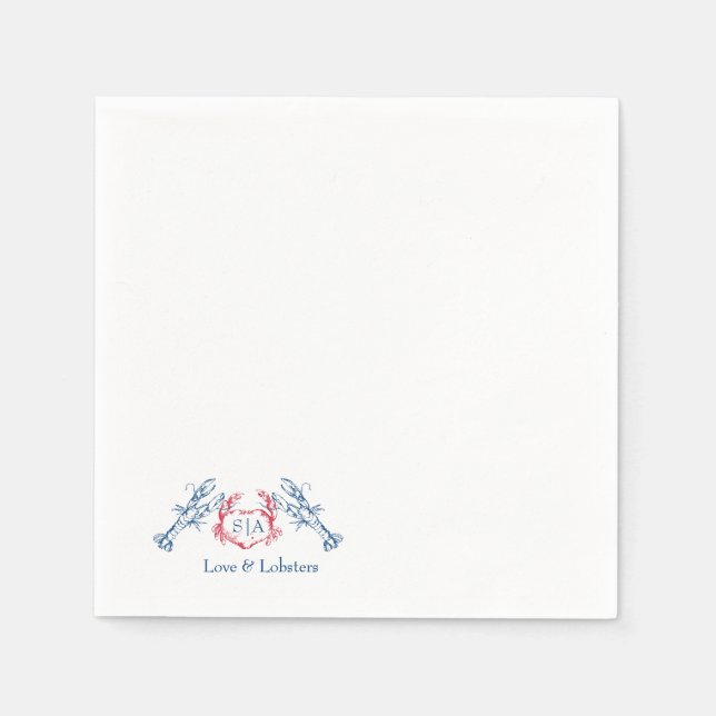 Guardanapo De Papel Casamento de Marinhos de Script de Monograma de La (Frente)