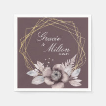 Casamento de Mauve Floral do Monograma Elegante