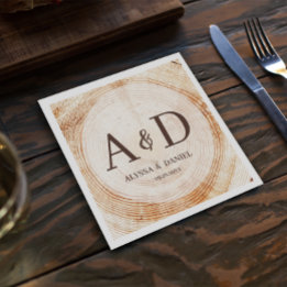 Guardanapo De Papel Casamento de Monograma da árvore rustica personali