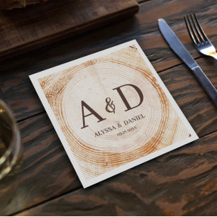 Guardanapo De Papel Casamento de Monograma da árvore rustica personali