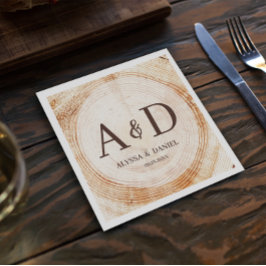 Guardanapo De Papel Casamento de Monograma da árvore rustica personali