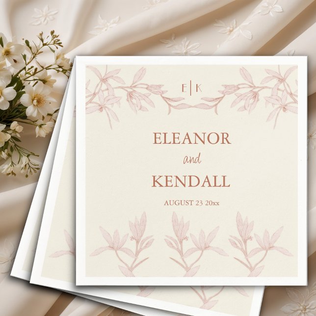 Guardanapo De Papel Casamento de Monograma da Flor do eterno (Criador carregado)
