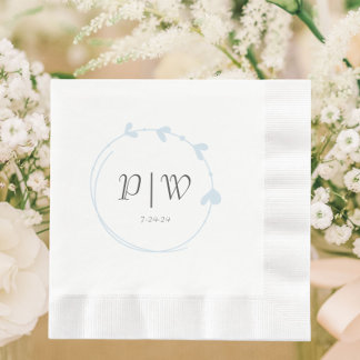 Guardanapo De Papel Casamento de Monograma da Terra Simples do Coração