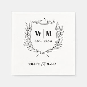 Guardanapo De Papel Casamento de Monograma de Crest Elegante