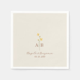 Guardanapo De Papel Casamento de Monograma de Flor Selvagem Minimalist
