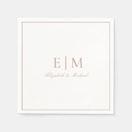 Guardanapo De Papel Casamento de Monograma de Script Clássico de Rosa