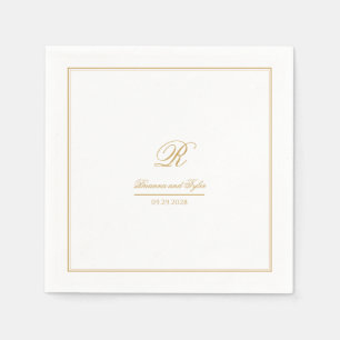 Guardanapo De Papel Casamento de Monograma Dourado Clássico Simplesmen