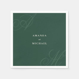 Guardanapo De Papel Casamento de Monograma Elegante Emerald Modern Edg