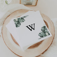 Casamento de Monograma Floral Branco-Verde Tropica