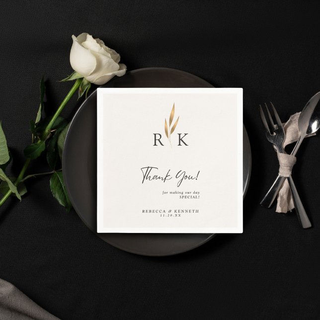 Guardanapo De Papel Casamento de Monograma Floral Dourado Luxurioso Ob (Criador carregado)