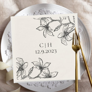 Guardanapo De Papel Casamento de Monograma Floral Elegante