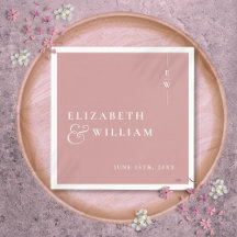 Casamento de Monograma Minimalista Rosa Pó