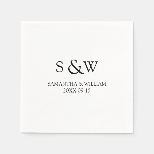 Guardanapo De Papel Casamento de Monograma Personalizado Napkins (Frente)