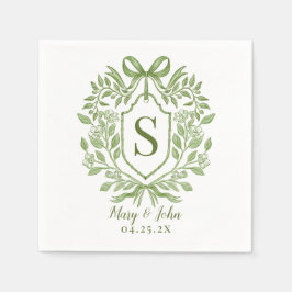 Guardanapo De Papel Casamento de Monograma Verde Coquetel Napkins com 