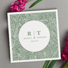 Guardanapo De Papel Casamento de Na moda Floral Verde Simples Moderno