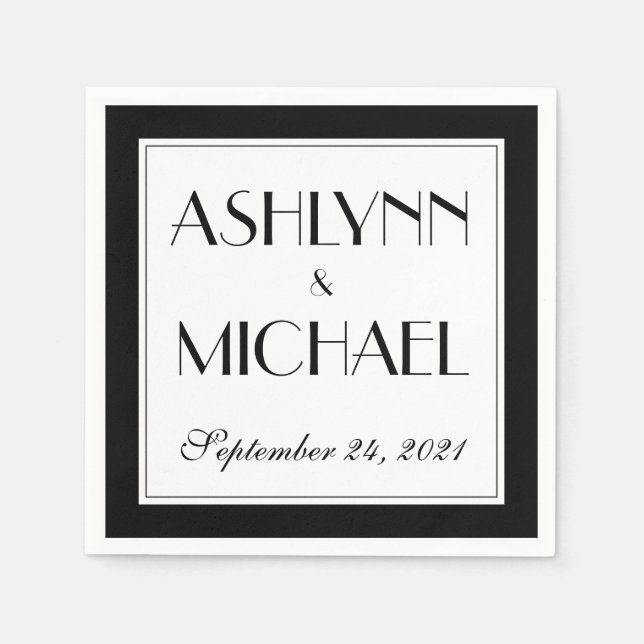 Guardanapo De Papel Casamento de Na moda Moderno Elegante (Frente)