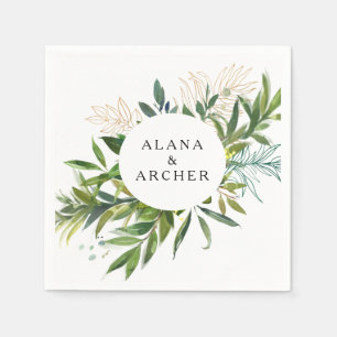 Guardanapo De Papel Casamento de Napkins com o Elegante Olive Greenery