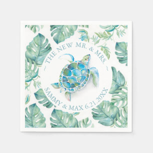 Guardanapo De Papel Casamento de Napkins - Cor da Água das Tartarugas 