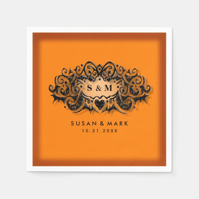 Guardanapo De Papel Casamento de Napkins - Halloween Orange & Black (Frente)
