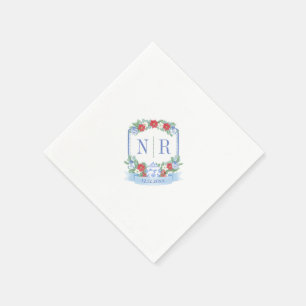 Guardanapo De Papel Casamento de Natal Casal de Monograma Chinoiserie