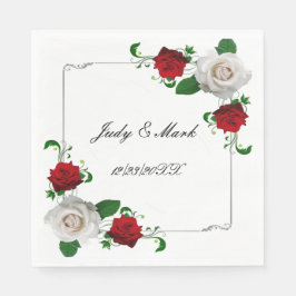 Guardanapo De Papel Casamento De Natal De Rosas Vermelhas E Brancas