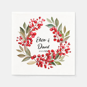 Guardanapo De Papel Casamento de Natal Red Berry Wreath
