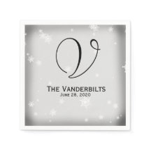 Casamento de Neve Branco e Prata de Neve Napkins