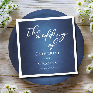 Guardanapo De Papel Casamento de Noite Minimalista Moderno Azul