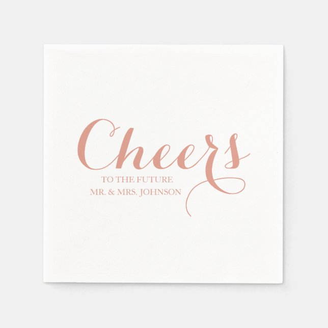 Guardanapo De Papel Casamento de Nome do Sr & Sra. Pink Personalizado (Frente)