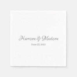Guardanapo De Papel Casamento de Nomes de Script Personalizado de Cinz