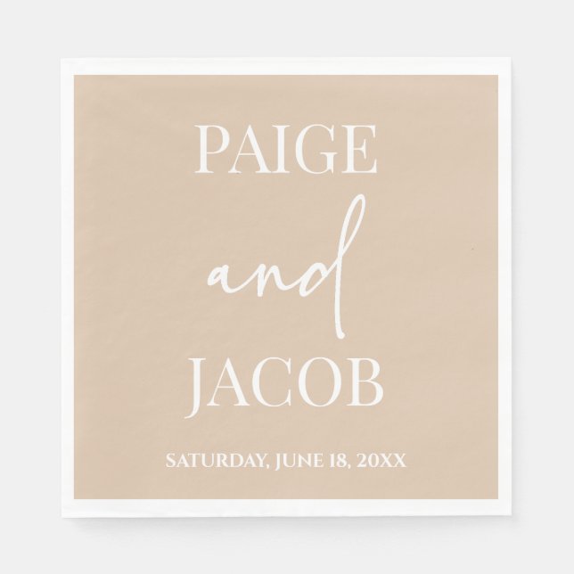 Guardanapo De Papel Casamento de Nomes Personalizados Mínimos Minimali (Frente)