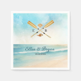 Guardanapo De Papel Casamento de Oars de Praia de Watercolor