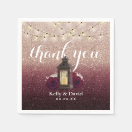 Guardanapo De Papel Casamento de Ombre Lanterna Dourada da Rosa de Bor