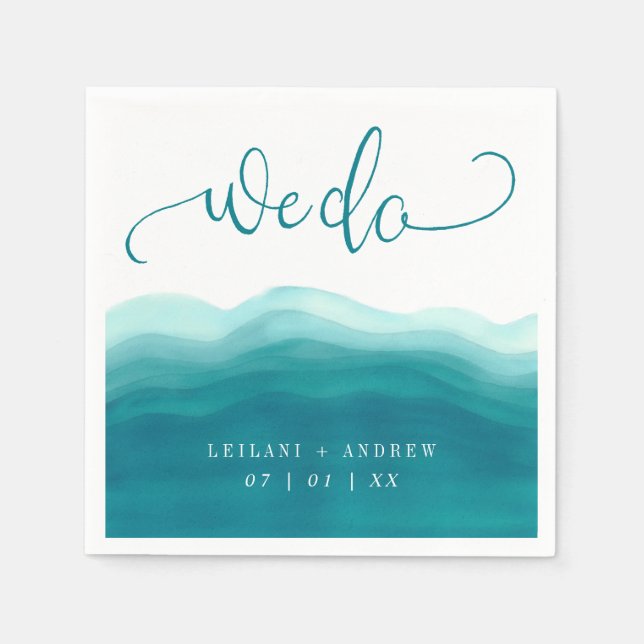 Guardanapo De Papel Casamento De Onda De Ombre De Teal (Frente)