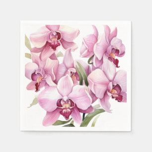 Guardanapo De Papel Casamento de Orquídeas Brancas e Rosa