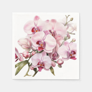 Guardanapo De Papel Casamento de Orquídeas Brancas e Rosa