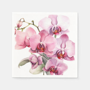 Guardanapo De Papel Casamento de Orquídeas Rosa e Roxo