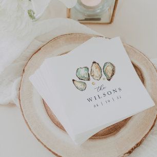 Guardanapo De Papel Casamento de Ostras de Aquarela Costeira