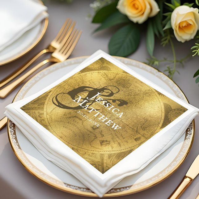 Guardanapo De Papel Casamento de Ouro Chic (Chic Golden Wedding Napkins)
