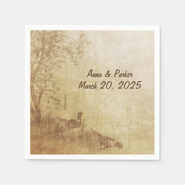 Guardanapo De Papel casamento de outono com faisões (Frente)