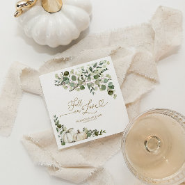 Guardanapo De Papel Casamento de Outono com Vegetação Elegante e Abóbo