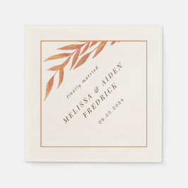 Guardanapo De Papel Casamento de outono de Ramificação Laranja Simples