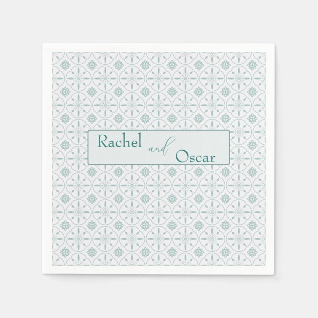 Guardanapo De Papel Casamento de padrão azul Pastel (Frente)