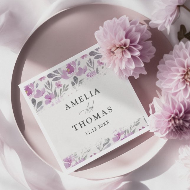 Guardanapo De Papel Casamento de Padrão de Aquarela Floral Rustic (Criador carregado)