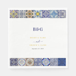 Guardanapo De Papel Casamento de Padrão de Azulejos Portugueses do Med