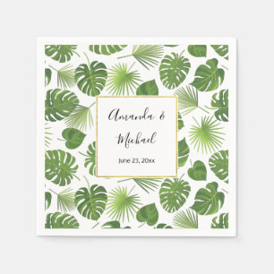 Guardanapo De Papel Casamento de Padrão de Folhas Tropicais na moda V