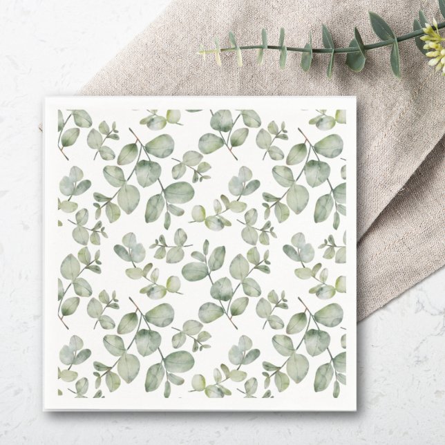 Guardanapo De Papel Casamento de Padrão Verde do Moderno Eucalyptus Sa (Criador carregado)