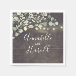 Guardanapo De Papel Casamento de País Russo com Verde Botânico