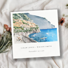 Guardanapo De Papel Casamento de Paisagem com Aquarela na Costa do Ama